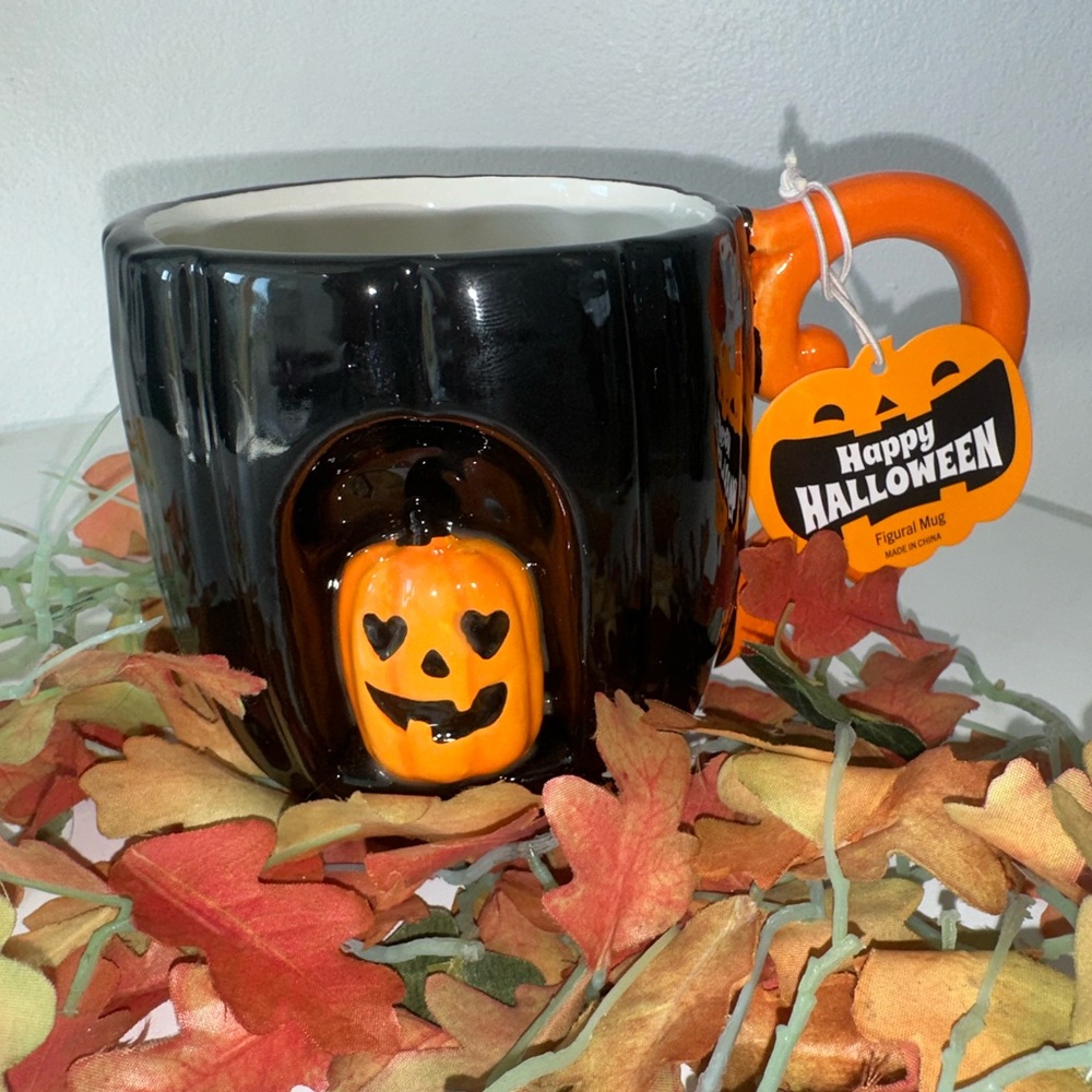🎃 Black Pumpkin Mug | Jack-O’-Lantern Halloween Cup 👻